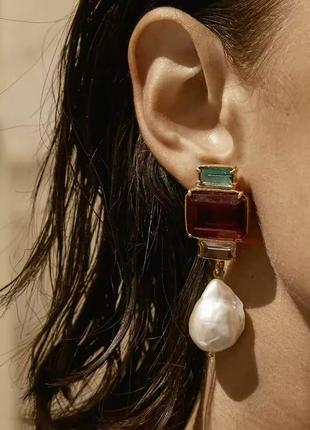 Сережки в стилі zara камінці намистини
