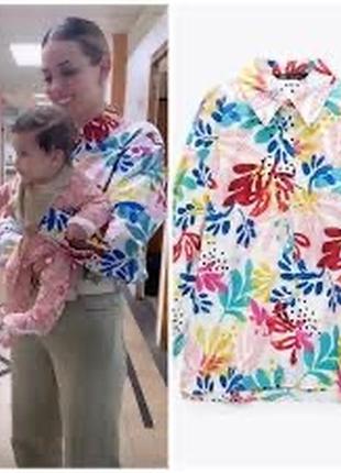 Zara  поплин рубашка с винтажным узором в стиле ретро5 фото