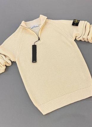 Брендовая мужская кофта stone island в бежевом цвете
