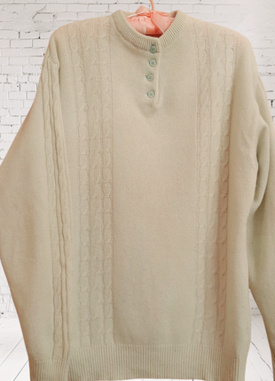 Нежный свитер вязаный на пуговицах бледно-мятного цвета, размер м (70% шерсти)