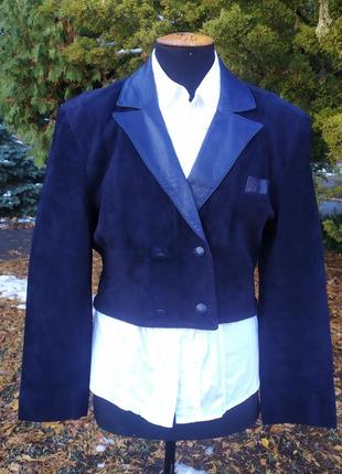 Англійський укорочений жакет із замші та шкіри