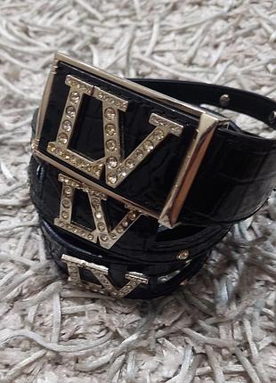 Шикарний брендовый кожаный ремень louis vuitton луи виттон луї віттон 4 см