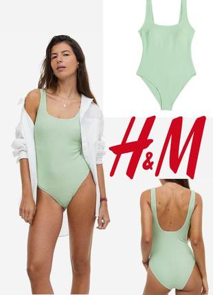 H&m мятной купальник жатка с чашечками сплошной 38