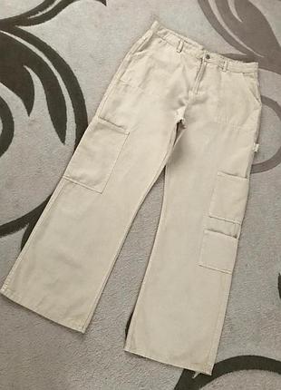 Прямые широкие брюки карго высокая посадка