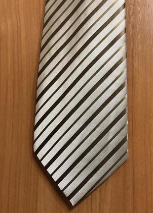 Галстук бежевый кремовый молочный кофе с молоком коричневый золотистый бронзовый с переливом romul