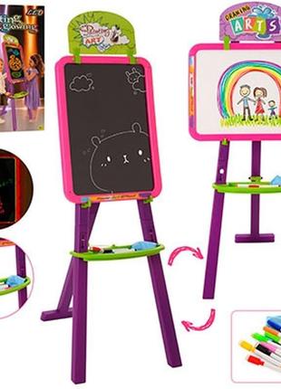 Акція мольберт 37,5*41*99см 3в1(дошка для малюв./led),маркери,світло,бат,кор, 59,5-40,5-6см  ym823