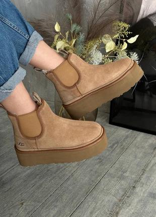 Ugg neumel chelsea camel platform, угги женские на платформе