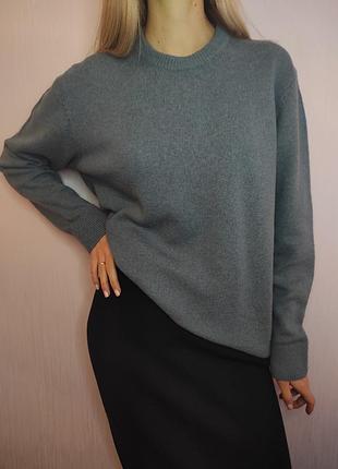 H&amp;m свитер шерсть теплый голубой макси оверсайз теплый свитер шерстнок