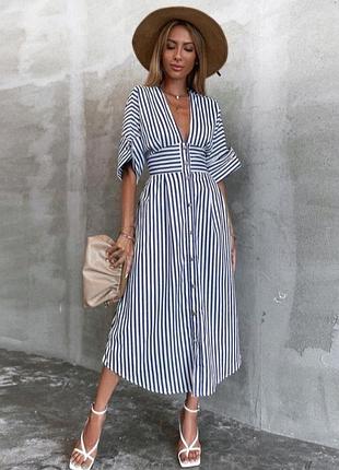 Zara плаття льон лляне в смужку сарафан максі міді на гудзиках платье макси лен льняное полосатое
