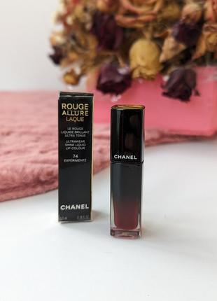 Помада chanel rouge allure laque 74 блиск ультрастійка сяюча рідка