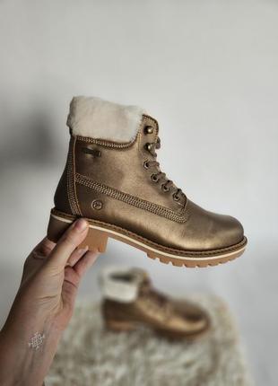 Кожаные сапоги ботинки утепленные золотые бронзовые tamaris кожаные сапоги утепленное золотое бронзовое тамарис полусапоги полусапожки челси