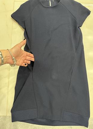 Платье синее с 2 карманами и резинкой внизу