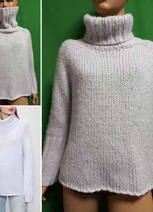 Бело-голубой пушистый свитер со свободными рукавами marc aurel