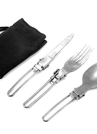 Кемпінгова виделка-ложка-ніж із нержавіючої сталі