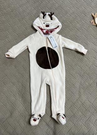 Новогодний флисовый человечек, слип so cute 80 см, 9-12 месяцев
