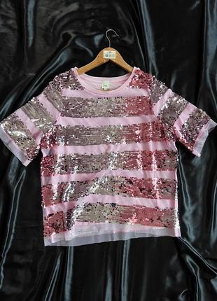 Футболка сітка з пайєтками river island