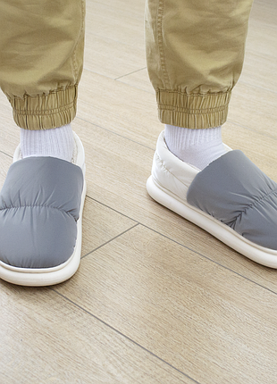 Зимние тапочки мужские с утеплением тапочки серые с белым highway 40-49
