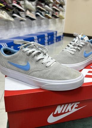 Женские замшевые кеды nike sb charge skateboarding оригинал серые бу 40 р