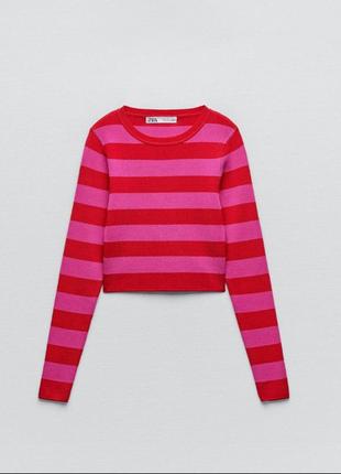 Вкорочений светр кофта zara у смужку