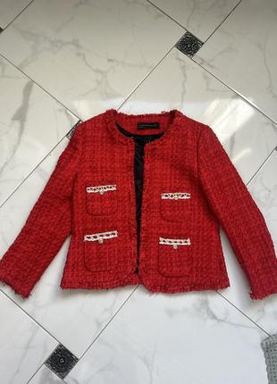 Твидовый жакет пиджак zara