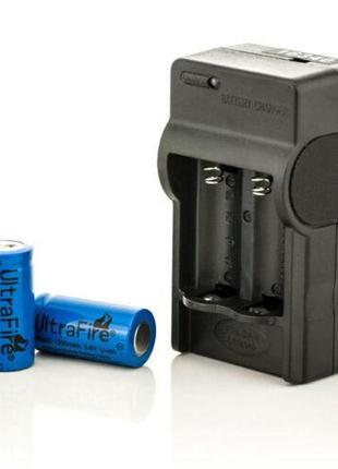 Комплект: зарядное + 2 шт аккумулятора cr123a, cr123, lr123a, 16340 ultrafire 1200 mah