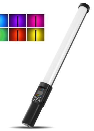 Led — освітлювач, відеосвітло, жзл rgb — puluz pu4134 50 см (122 діоди) з вбудованим акб (2200 ма)