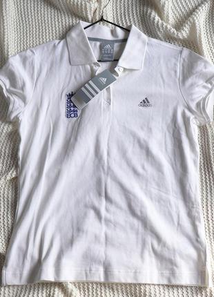Новая белая футболка-поло adidas, хлопок, размер 50