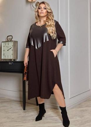 Женское комбинированное платье5 фото