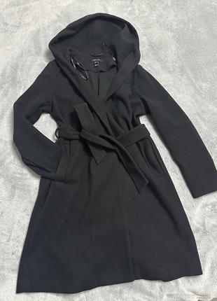 Пальто на запах с капюшоном new look