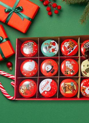 Свеча ароматическая с запахом 7×7см новогодняя в железнлй банке 115гр!!!