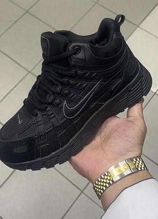 Підліткові високі  кросівки nike cheap  p-6000 black winter  зимние высокие кросовки найк р-6000 чёрные