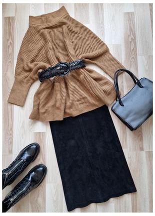 Женская миди юбка замшевая massimo dutti черная юбка из натуральной замши классическая юбка карандаш кожаная
