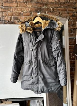 Очень крутая, женская, оригинальная, винтажная зимняя куртка alpha industrial dark gray