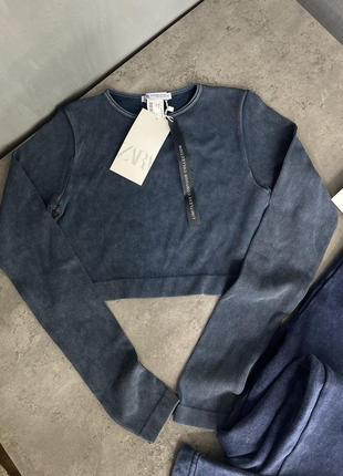 Шикарний кроп топ zara, лонгслів варений