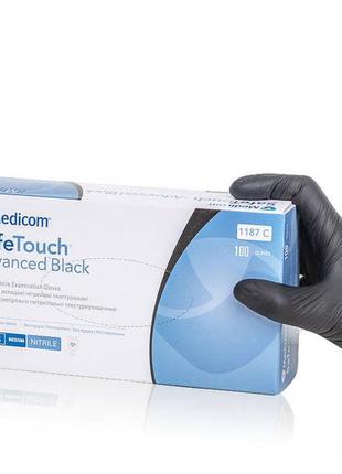 Перчатки нитриловые неопудренные medicom black "s" черные