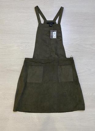 Новый женский сарафан хаки primark, 898, ткань под замшу
