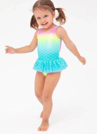 Яркий купальник на девочку 3-4 лет рост 98-104 см/слитный детский купальник с юбочкой