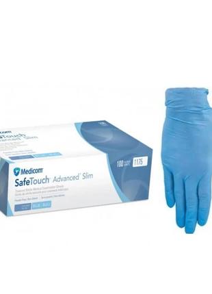Перчатки нитриловые неопудренные medicom blue "s" голубые
