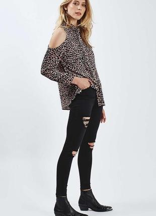 Сорочка з відкритими плечима topshop леопард