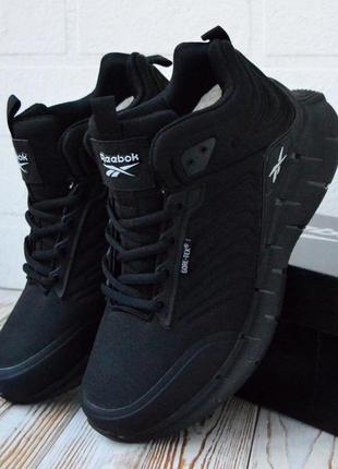 Мужские меховые кроссовки на зиму reebok zig edge goretex black, черный цвет, нейлон, влагозащитные
