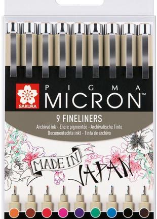 Набір лайнерів sakura pigma micron 9 кольорів