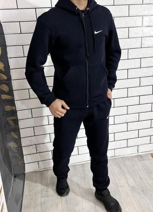 Підлітковий теплий спорт комплект nike юніор на замку для хлопчика, дитячий зимовий костюм найк на флісі 13-184 фото
