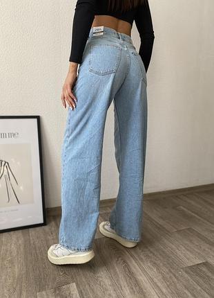 Блакитні джинси wide leg zara кльош / голубые джинсы клеш2 фото