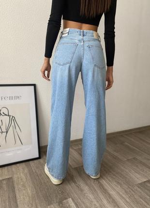 Блакитні джинси wide leg zara кльош / голубые джинсы клеш3 фото
