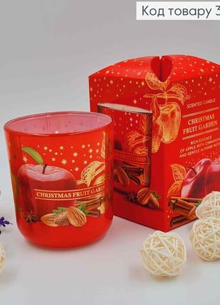 Аромасвеча в стакане christmas fruit garden, 150г с запахом яблока с корицей 30ч горения