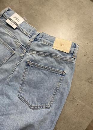 Блакитні джинси wide leg zara кльош / голубые джинсы клеш6 фото