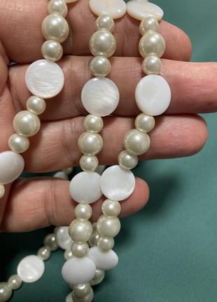 Ожерелье колье бусы винтаж натуральный перламутр жемчуг