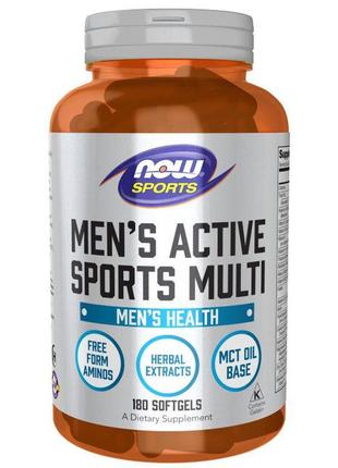 Men's active multi now foods sports мультивітаміни для чоловіків, 180 гелевих капсул