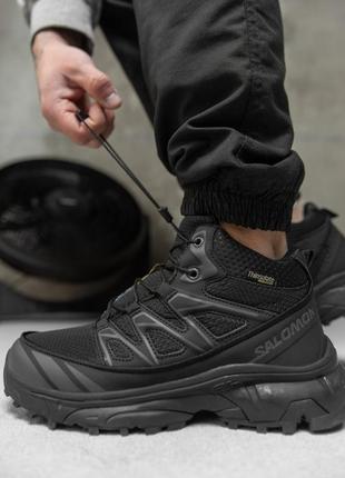 Зимние термо кроссовки Snowleather salomon black