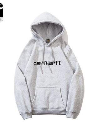 Xуди carhartt wip logo hoodie в сером цвете